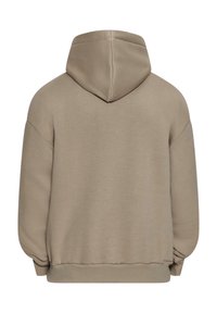 Hættetrøje i lys beige med en løs pasform, ribbede manchetter og talje, med en glat tekstur og minimale design detaljer.