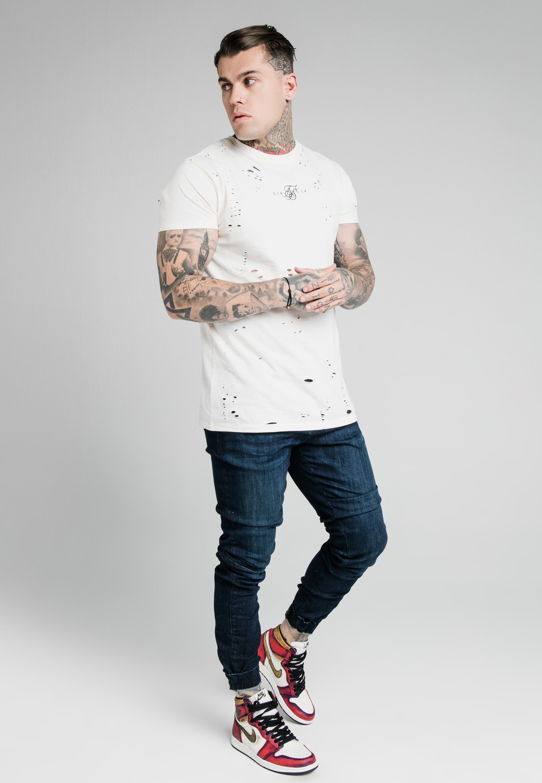 SIKSILK ELASTICATED STRAP CUFF - Vaqueros slim fit - midstone/azul - Zalando .es
