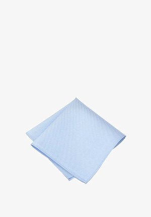 Light blue cotton cloth with a textured surface, folded in a square shape. Edges are finished neatly without visible seams.