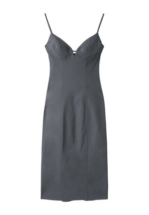 Stradivarius, BENGALINE MIDI DRESS WITH STRAPS - Etuikjole - grey