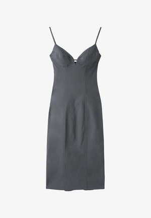 Stradivarius, BENGALINE MIDI DRESS WITH STRAPS - Etuikjole - grey