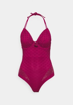 CASTAWAY ADJUSTABLE HALTER UNDERWIRED SUIT - Swimsuit - sangria