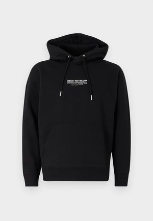 Mustat hupparit, jotka on valmistettu puuvillaseoksesta. Ominaisuuksiin kuuluu etu kangaroo-tasku, nyörihuppu ja valkoinen painettu logo rinnassa. Normaalimallinen.