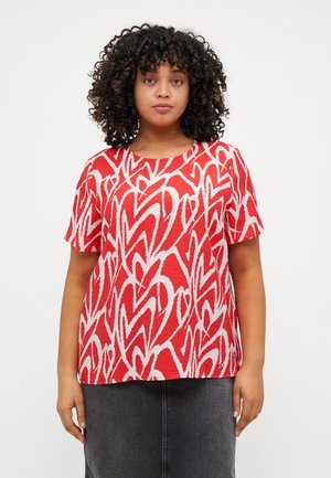 CAROLIVERA BLOUSE - Print T-shirt - high risk red