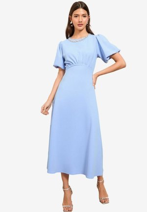 Friends Like These REGULAR FIT - MIDI WITH DIAMANTE NECKLACE TRIM - Koktejlové šaty / šaty na párty - blue