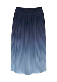 Plissé midi rok met een elastische tailleband, met een verloop van donker marineblauw aan de bovenkant naar lichtblauw aan de onderkant.