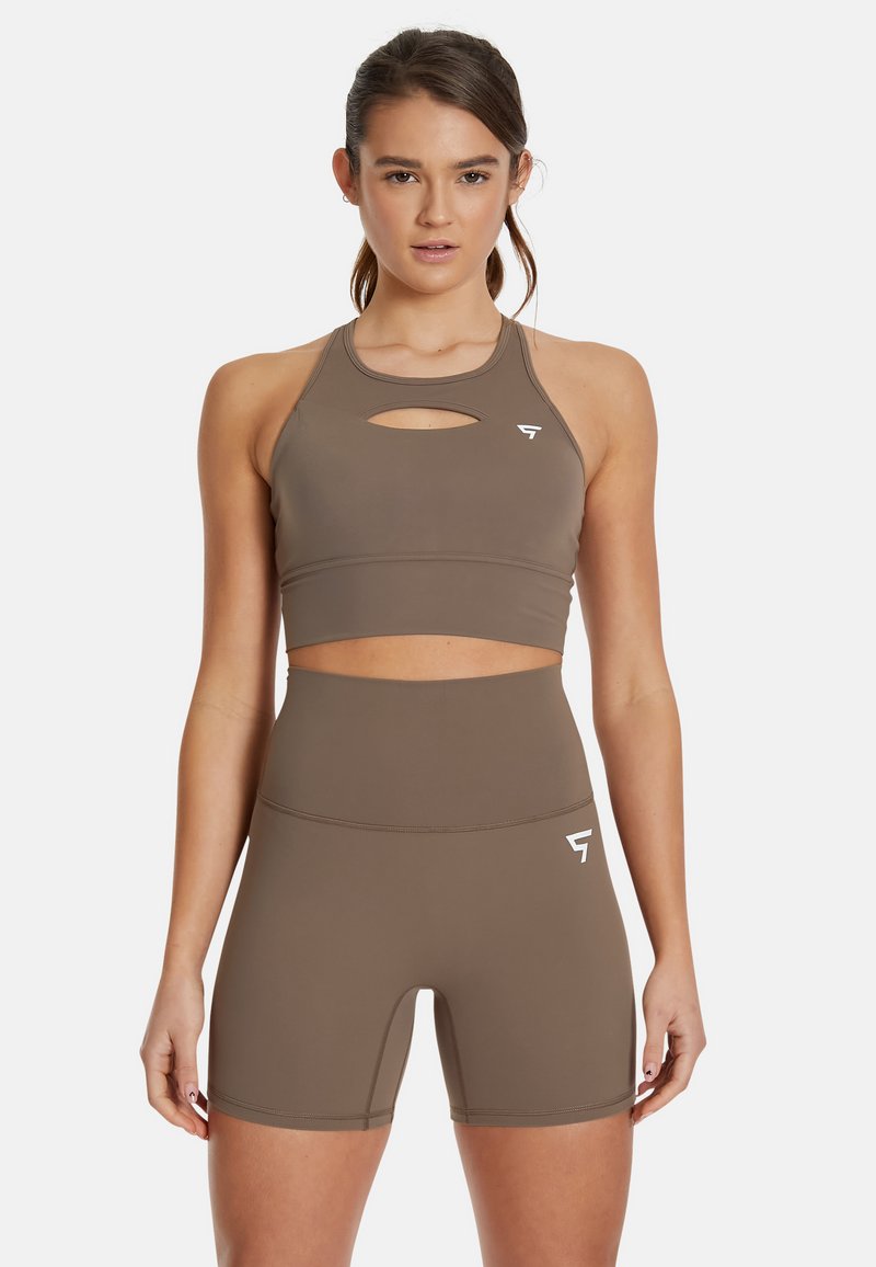 SQUATPROOF BRISK HIGH NECK - Športová podprsenka so strednou podporou - caramel brown