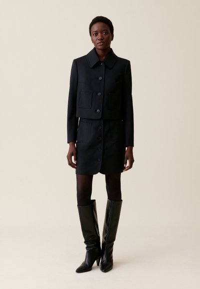 Claudie Pierlot VESTE BOÎTE LAINE MÉLANGÉE - Chaqueta fina - noir
