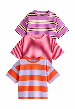 Next, REGULAR FIT - SHORT SLEEVE TOPS 3 PACK - Print T-shirt - pink purple stripe