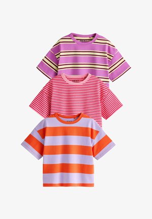 Next, REGULAR FIT - SHORT SLEEVE TOPS 3 PACK - Print T-shirt - pink purple stripe