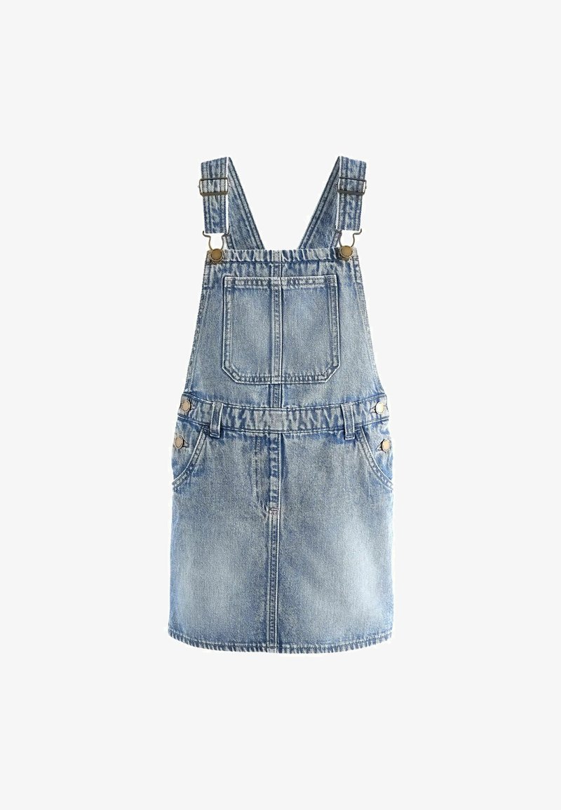 Hele sinine denimist üleöökleit. Omab reguleeritavaid rihmasid, esist koos taskut ja kahte külgnuppu. Sirge äär ja kerge kulumine.