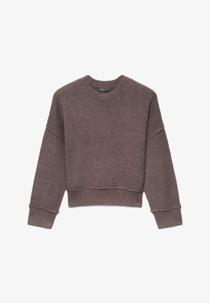 Calliope, MAGLIA GIROCOLLO A TINTA UNITA CON TAGLIO VIVO - Pullover - marrone scuro melange