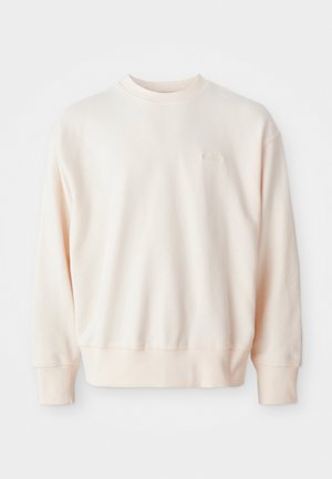 Helles rosa Sweatshirt aus weichem Material, mit Rundhalsausschnitt, gerippten Bündchen und Saum; kleines geprägtes Logodetail auf der Vorderseite.
