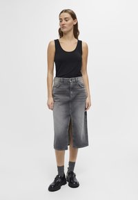 Object OBJHARLOW MIDI - Falda vaquera - grey denim