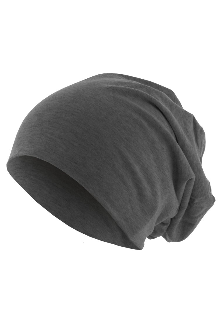 Beanie oversize de culoare gri închis, realizat dintr-un material moale și ușor, cu un fit relaxat, strâns.