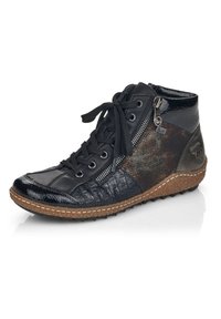 Chaussures Rieker à Lacets Effet Reptile Noir - Taille 7 (40,5) - Modèle RAL119 - Occasion Confortable