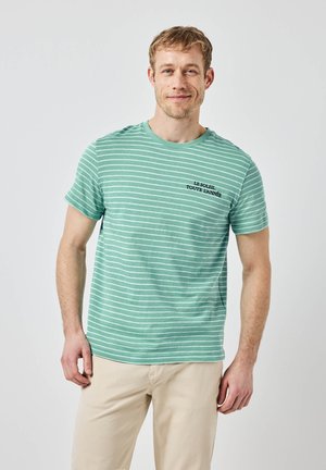 MIT STRUKTURSTREIFEN - T-Shirt print - grün