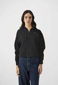 Calvin Klein NANO LOGO ZIP RELAXED - Zip-up sweatshirt - black