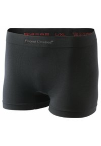 Boxer shorts neri realizzati in poliestere ed elastan, con una morbida vita in tessuto e marchio rosso, e un design liscio e aderente.