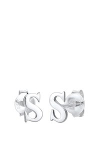 Silberne Steckerohrringe in Form des Buchstabens "S" mit polierter Oberfläche und sicherem Steckverschluss.