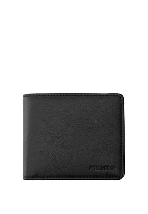 Portefeuille bifold en cuir noir avec une texture subtile et "PULL&BEAR" embossé dans le coin inférieur droit.