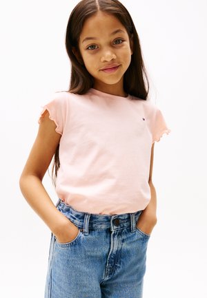 Tommy Hilfiger ESSENTIAL RUFFLE SLEEVE - Βασικό μπλουζάκι - coral ice