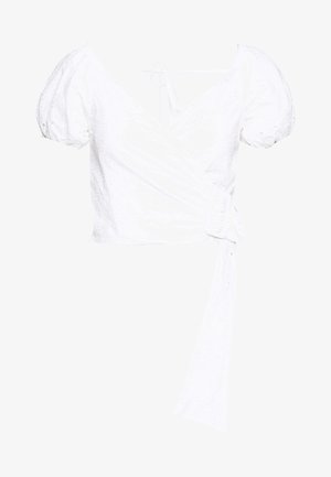 WRAP BUCKLE TIE WAIST BLOUSE - Bluser - white