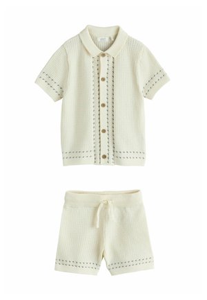 REGULAR FIT - TEXTURED BUTTON THROUGH SET - Cardigan - ecru