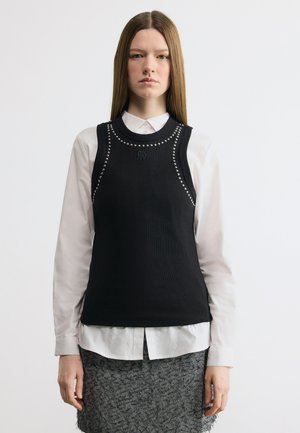 DOME STUDS AT NECK ARMHOLE TANK - Topp - black
