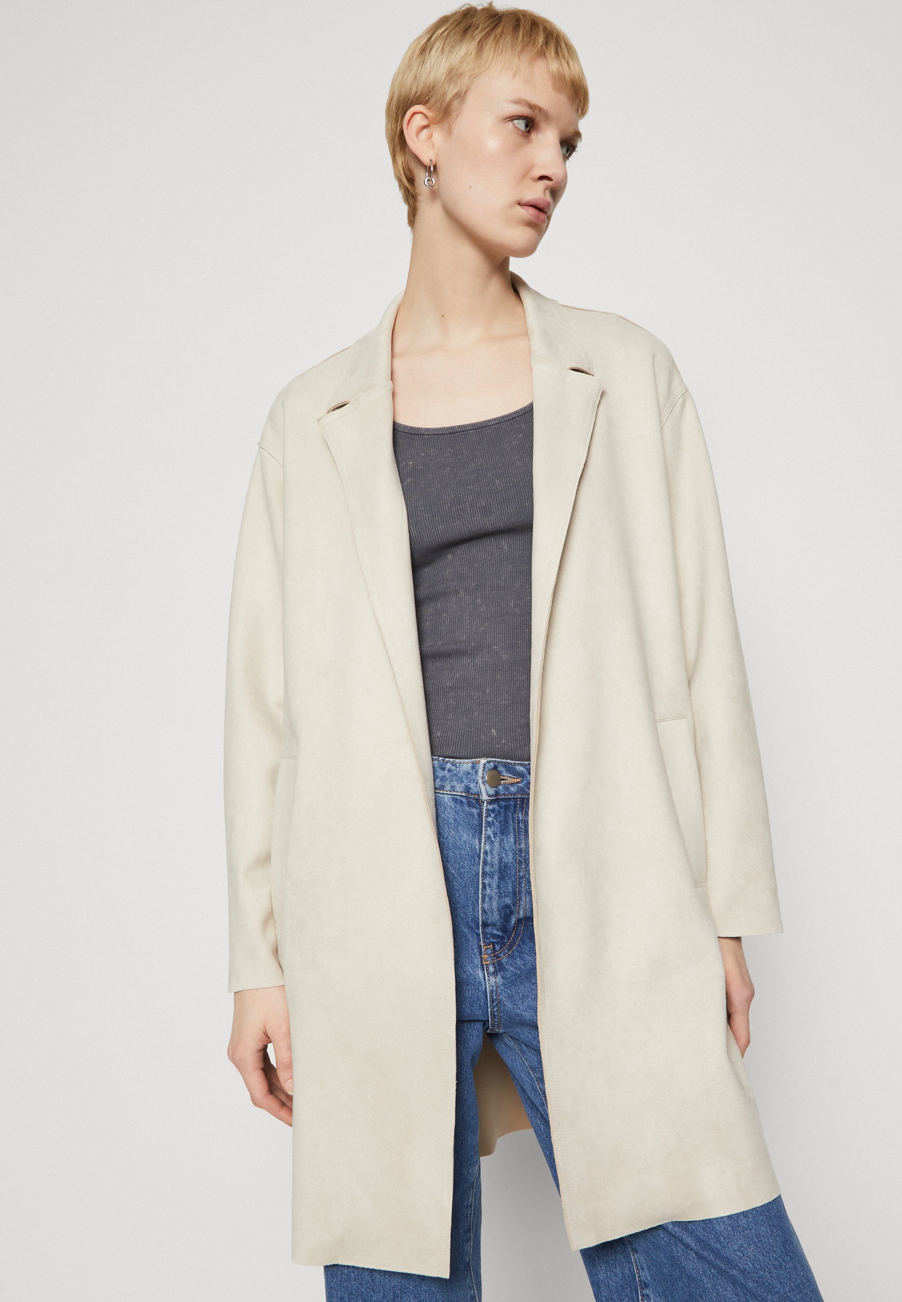 Manteau En Faux Daim Onlyline Life CC OTW - Long, Col à Revers - Pour Femme - 9