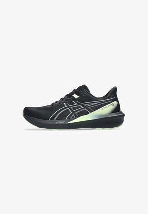 Schwarzer und hellgrüner Laufschuh mit Mesh-Obermaterial, gedämpfter Sohle, Schnürsenkeln und markentypischer seitlicher Beschriftung „GT-1000 15“ und „FF Blast.“