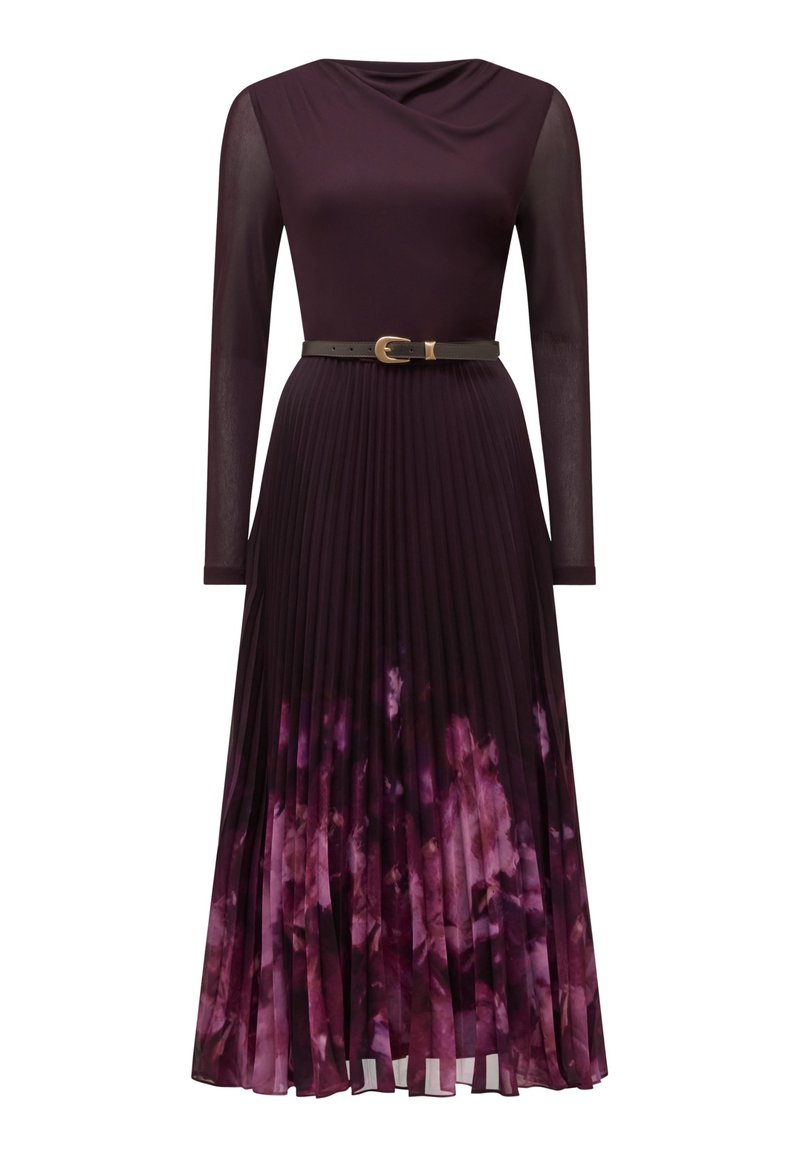 Forever New ADELINA 2 IN 1 PLEAT MIDI - Maxi dress - &nbsp;plum mae  abstract/brown - Zalando.ie
