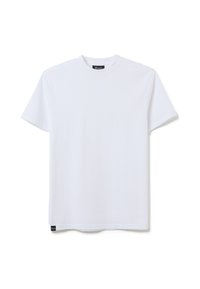 T-shirt bianco a maniche corte realizzato in cotone morbido. Design classico a girocollo con taglio dritto e una piccola etichetta del marchio all'orlo.