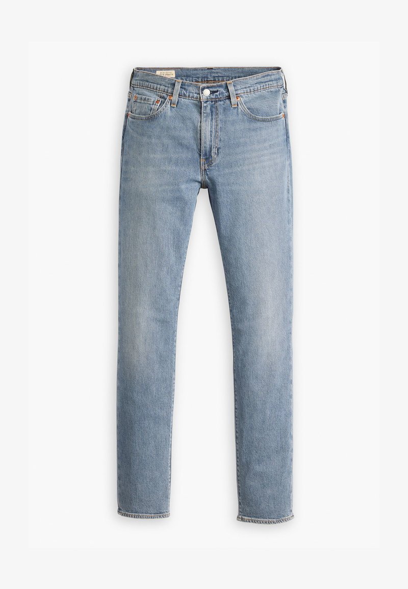Blå denim jeans med rett ben-design. Har fem lommer, frontlukking med knapp og subtil bleking. Syddetaljer i en kontrastfarge.