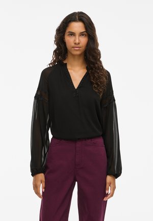 VILA VIGALO V NECK - Bluse - black
