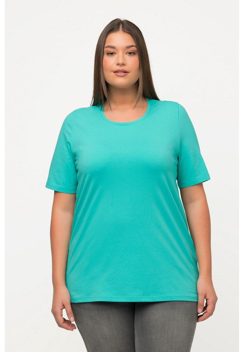 Ulla Popken RUNDHALSAUSSCHNITT - T-shirt basic - turquoise