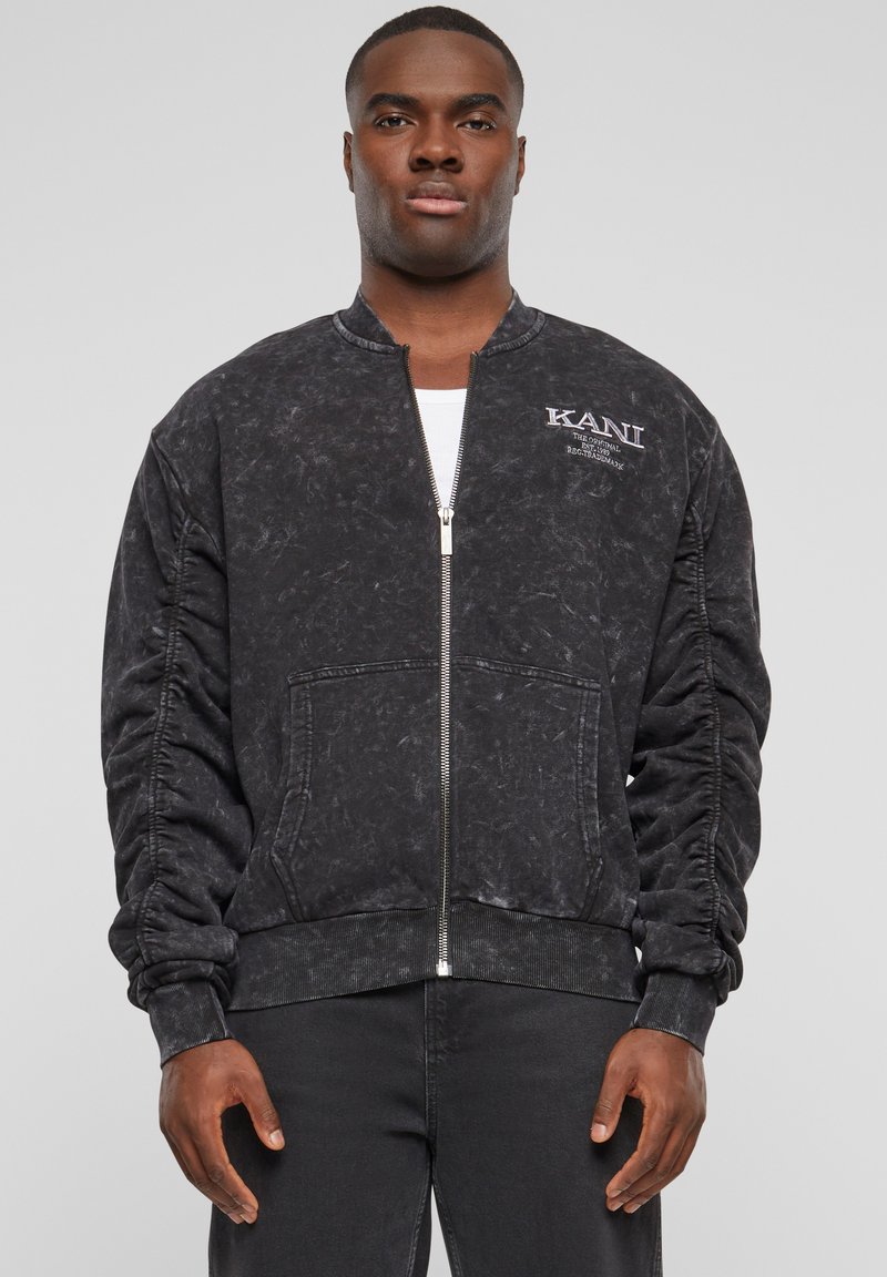 Karl Kani - CHEST RETRO WASHED - Tröja med dragkedja - black, Förstora