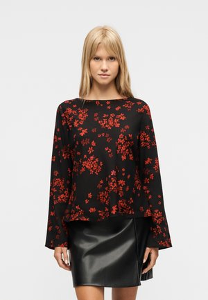 BOAT NECK BELL - Μπλούζα - black/red