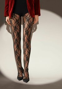 Calzedonia FLOREAL PATTERN - Strømpebukser - schwarz c pizzo nero