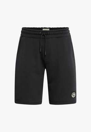 Juodos sportinės šortai, pagaminti iš medvilnės mišinio, su elastingu juosmeniu ir raišteliu, šoninėmis kišenėmis ir mažuoju logotipo ženkleliu.