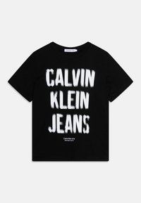 Calvin Klein Jeans - PIXEL LOGO RELAXED - Apdrukāts T-krekls - black Miniatūras attēls 1