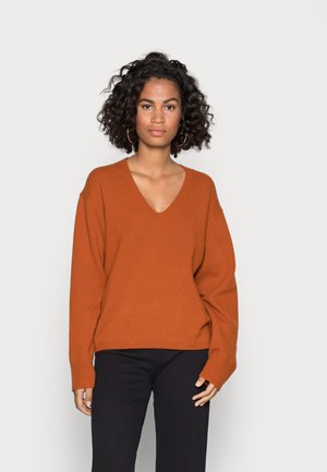 LONGSLEEVE V NECK - Jumper - bright rustic orange