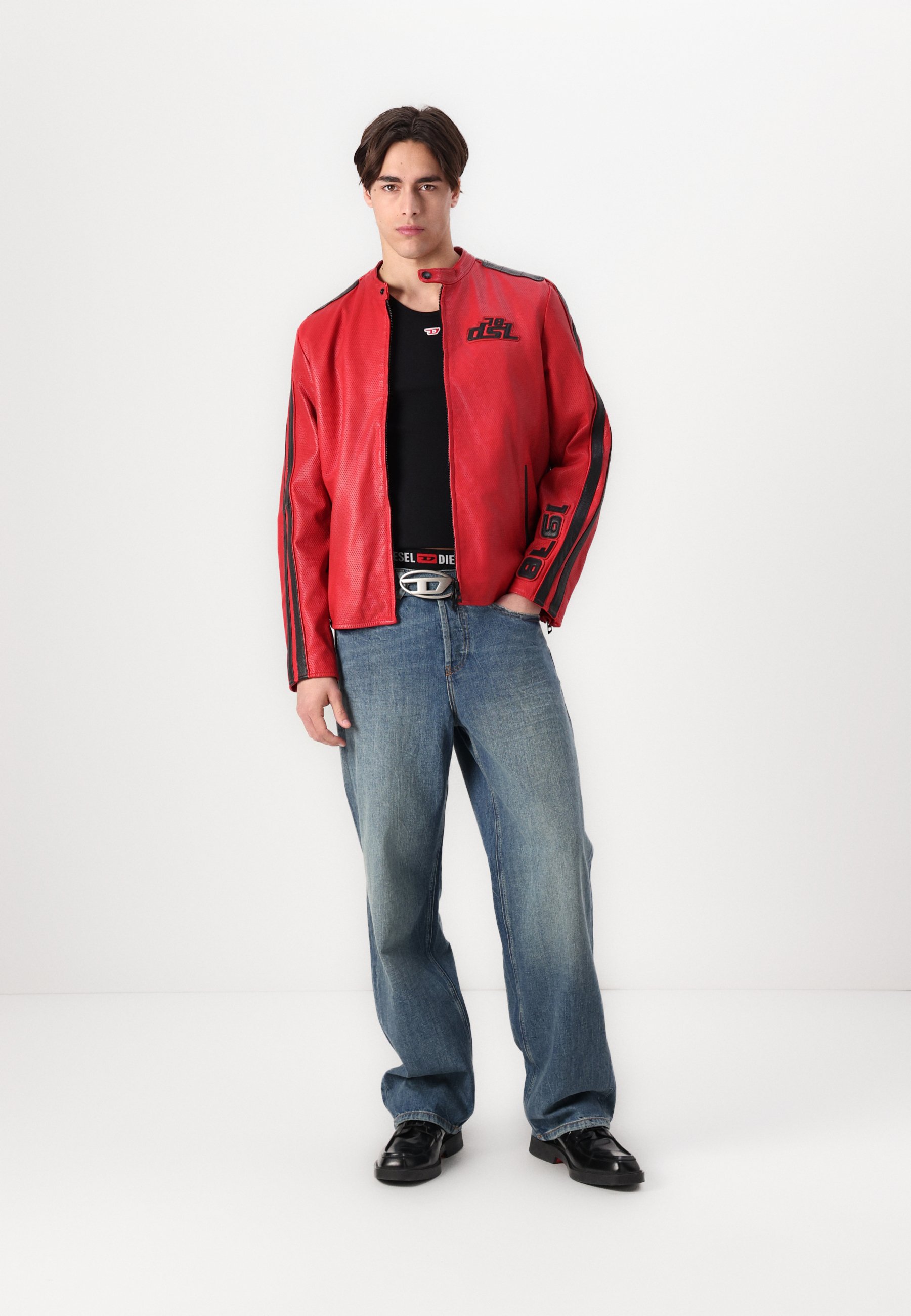 Diesel POP - Leather jacket - red - Zalando.co.uk