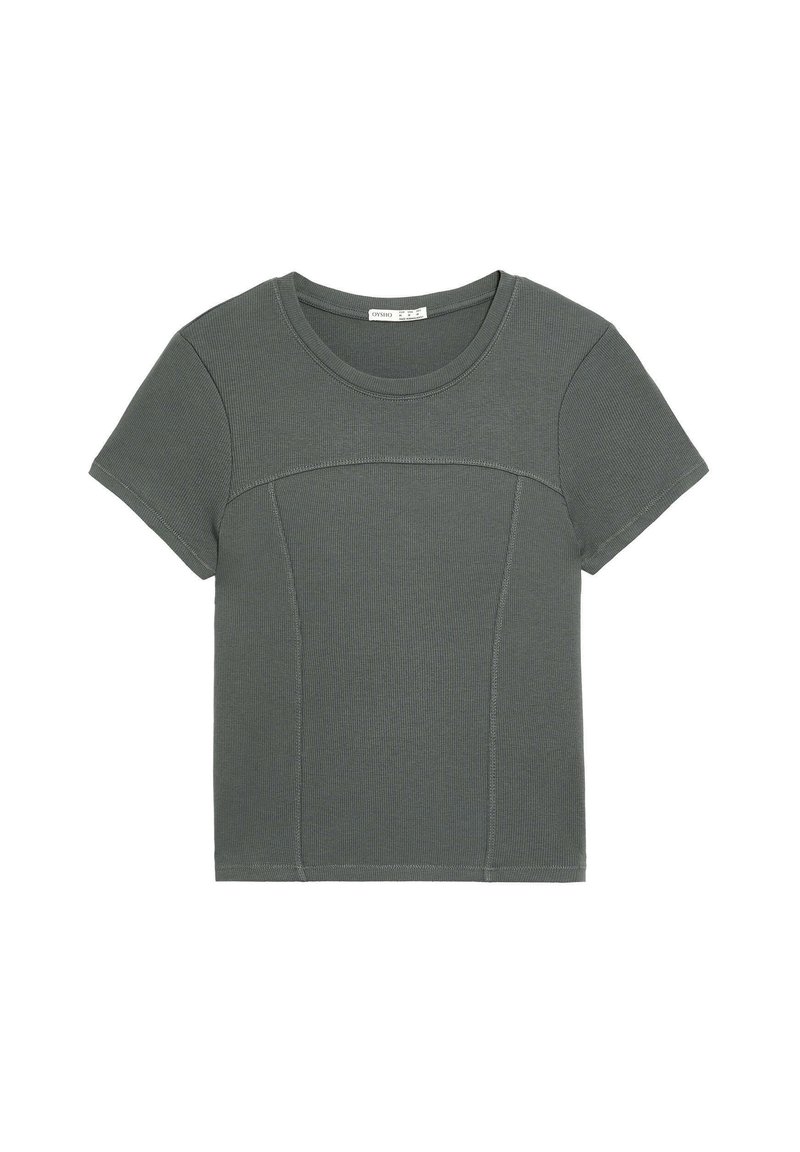 OYSHO T-shirt print groen gemêleerd OYSHO T-shirt print groen gemêleerd