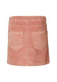 Pink corduroy mini nederdel med elastisk talje, to baglommer og struktureret ribbet mønster.