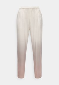 Φωτεινό μπεζ έως απαλό ροζ ombre ελαφριά παντελόνια με ελαστική μέση, ίσια μπατζάκια και λεία, μεταξένια υφή.