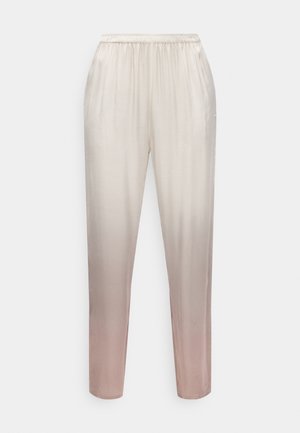 Helebeežist kuni roosani ombre kergekaalulised püksid, millel on elastne vöökoht, sirged sääred ja sile, siidine tekstuur.