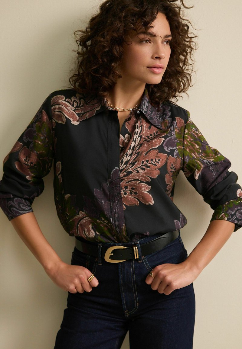 Next LONG SLEEVE - Košilová halenka  - black purple paisley print