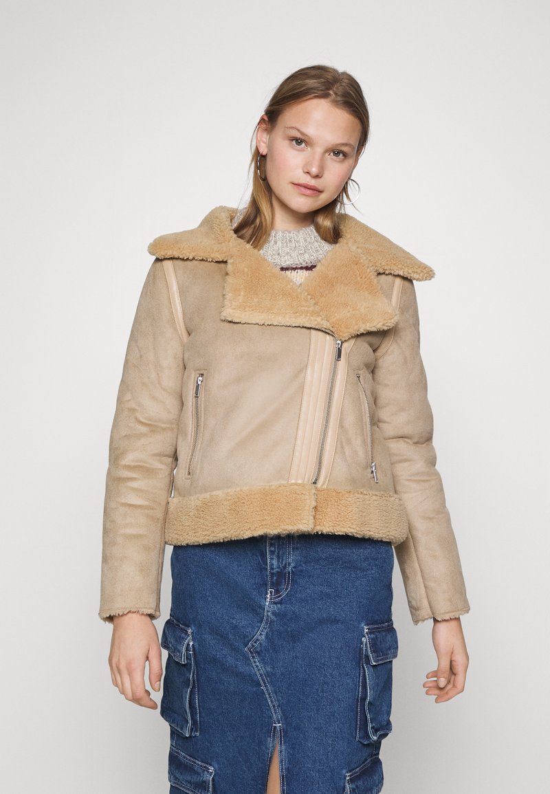 Noisy May NMSHERRI BIKER JACKET Winter jacket irish cream/beige