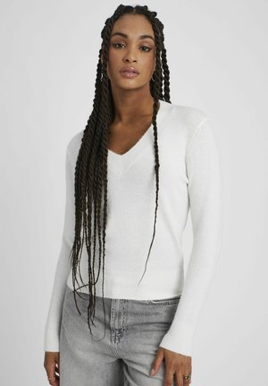 COL V UNI - Pullover - blanc